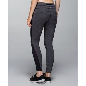 Lululemon Leggings Run Pace Tight Gray Black Wee Stripe Luxtreme
